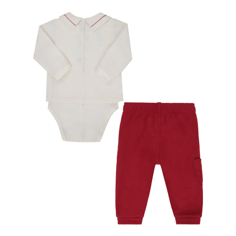 Conjunto Paraiso Meia Estação Masculino Gola Bordada Vermelho - Image 5