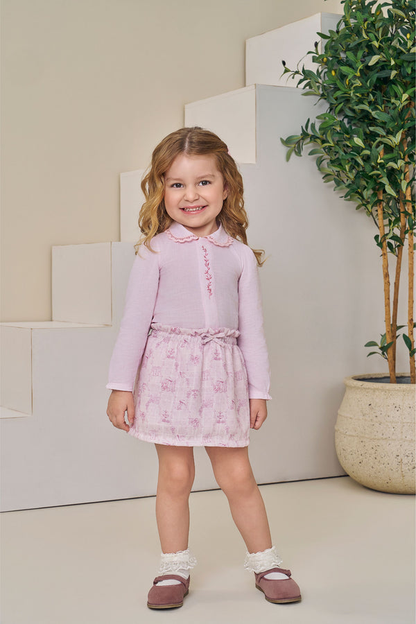 Conjunto Paraiso Cerimônia Body Manga Longa e Saia Estampa Londres Bebê