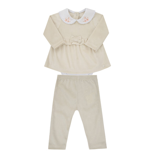 Conjunto Baby Paraiso Inverno Plush com Gola Bordada e Laço