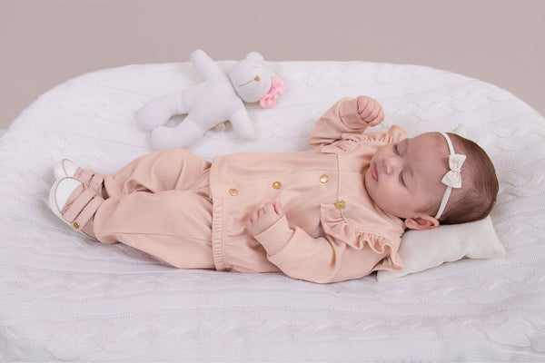 Conjunto Baby Paraiso 3 Peças Inverno Feminino Manga Longa Rosa Chá