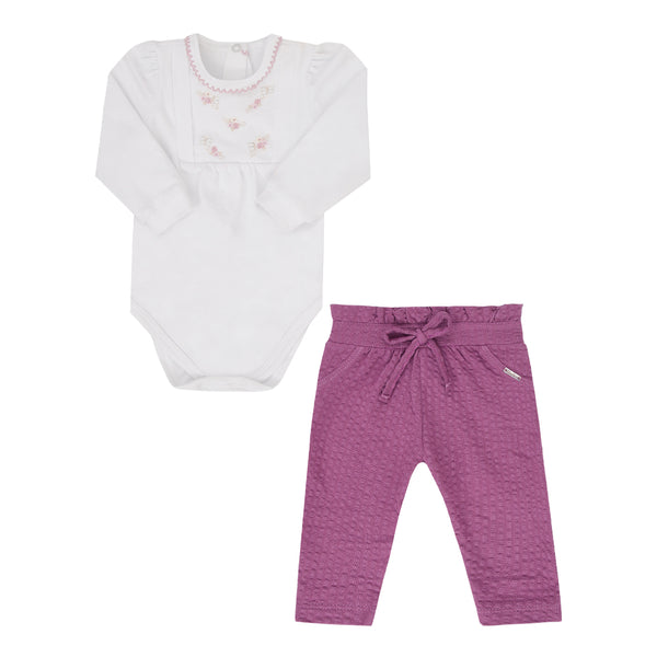Conjunto Baby Paraiso Delicado com Bordado Floral e Cós Clochard