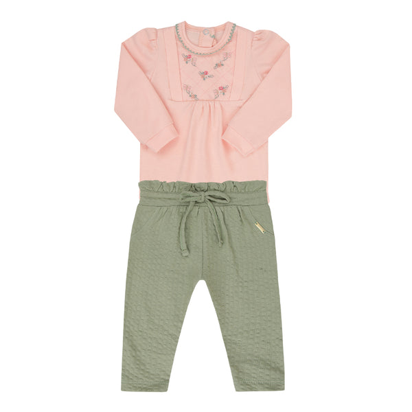 Conjunto Baby Paraiso Delicado com Bordado Floral e Cós Clochard