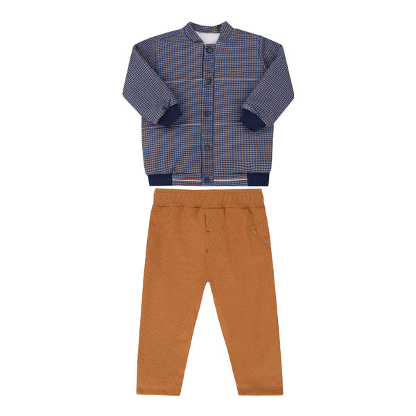 Conjunto Baby Paraiso Inverno Casaco Bomber Matelado com Forro em Pelo