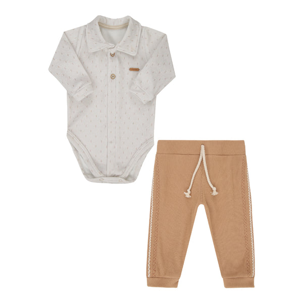 Conjunto Paraiso Plush e Cotelê Caramelo Inverno Masculino