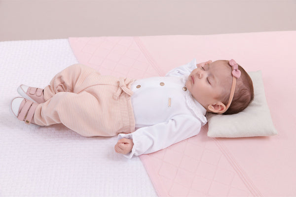 Conjunto Paraiso Feminino Inverno com Gola Lese e Laço Rosa Chá
