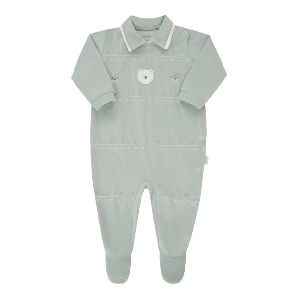 Macacão Longo Paraiso Plush com Bordado Lúdico e Forro Algodão Baby