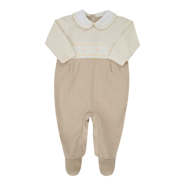 Macacão Longo Paraiso Feminino Gola Bordada Recortes Plush Inverno
