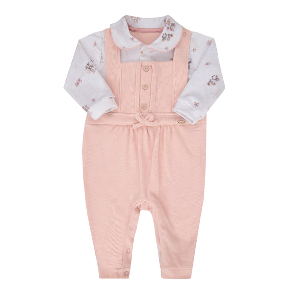 Macacão Longo Paraiso Baby Feminino com Jardineira e Detalhes Delicados