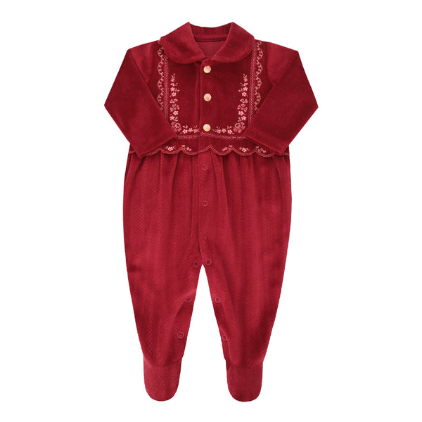 Macacão Longo Plush Zig Zag Paraiso com Bordado e Gola Conforto Bebê