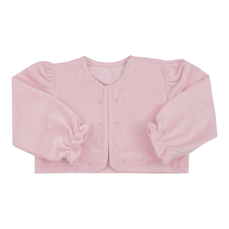 Bolero Cerimônia Paraiso Infantil Feminino Plush Manga Longa Pérolas - Image 2