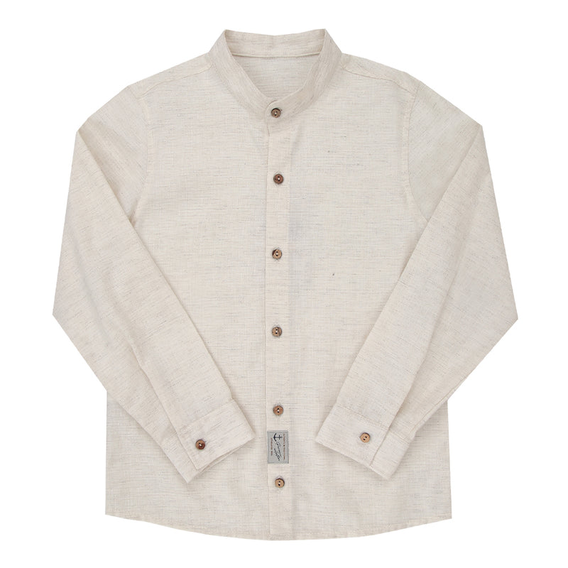 Camisa Infantil Paraiso Linho Manga Longa Gola Mandarim Elegante - Image 2