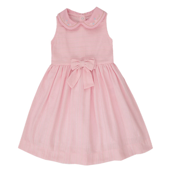 Vestido Cerimônia Paraiso Kids com Gola Bordada e Laço Elegante