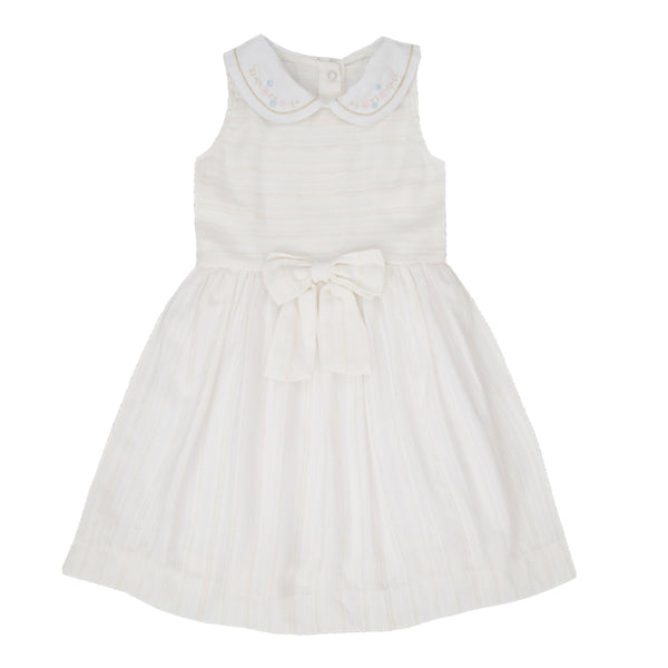 Vestido Cerimônia Paraiso Kids com Gola Bordada e Laço Elegante