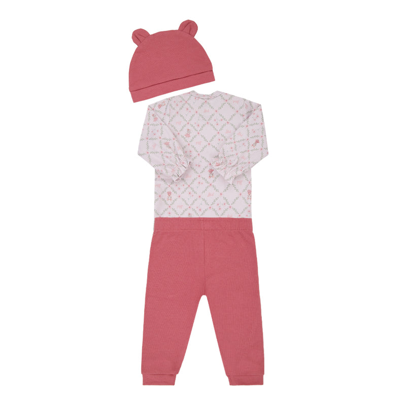 Conjunto Letut 3 Peças Floral com Touca Orelhinhas e Detalhes Delicados - Image 5