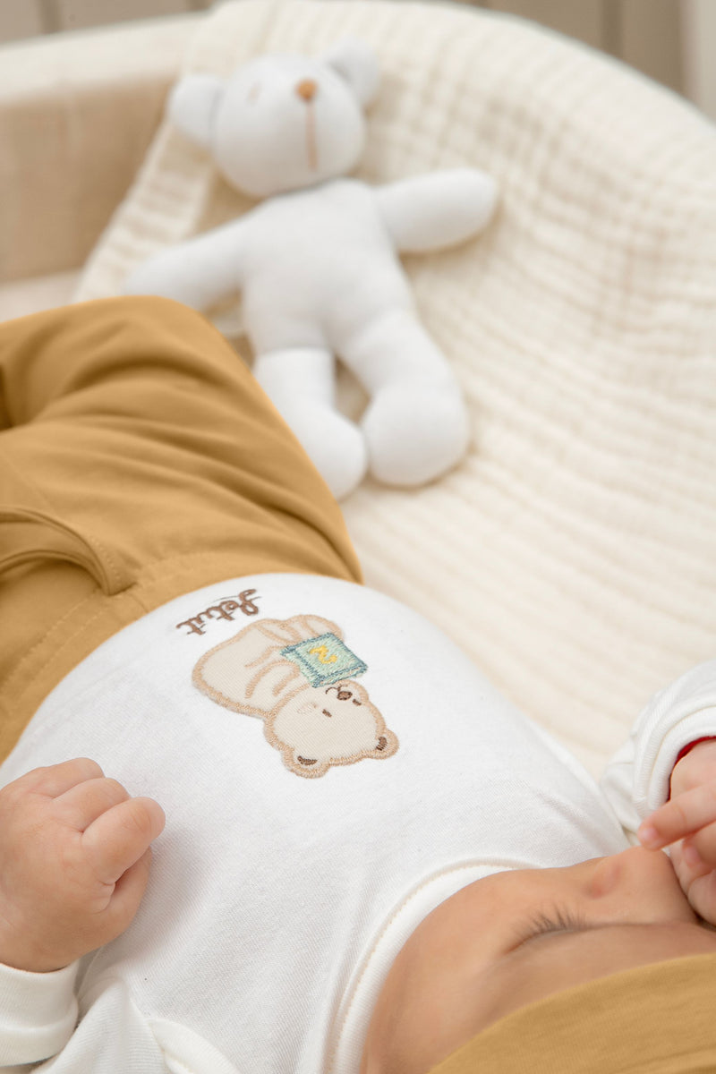 Conjunto Baby Letut Manga Longa com Touca e Bordado Dino e Urso - Image 2
