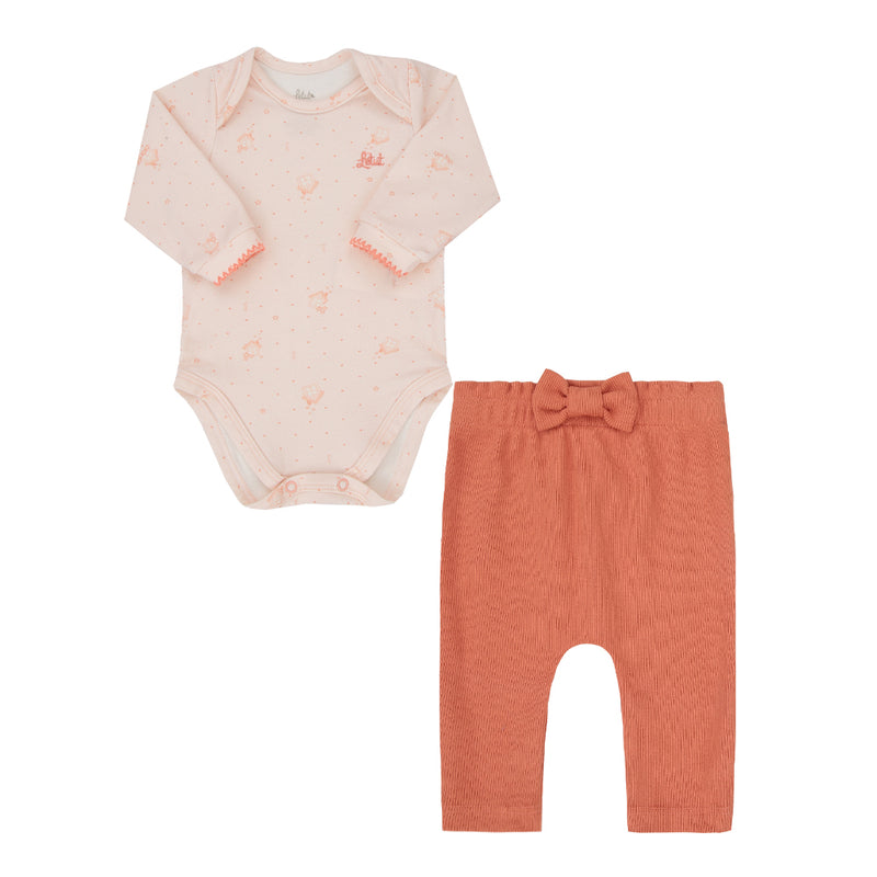 Conjunto Letut Manga Longa com Laço e Estampa Suave - Image 2