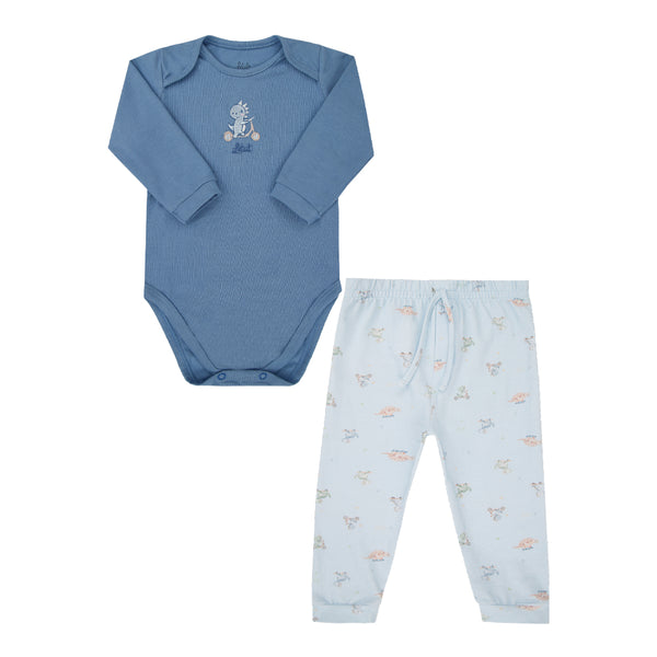 Conjunto Baby Letut Manga Longa Malha Conforto com Bordado e Estampa