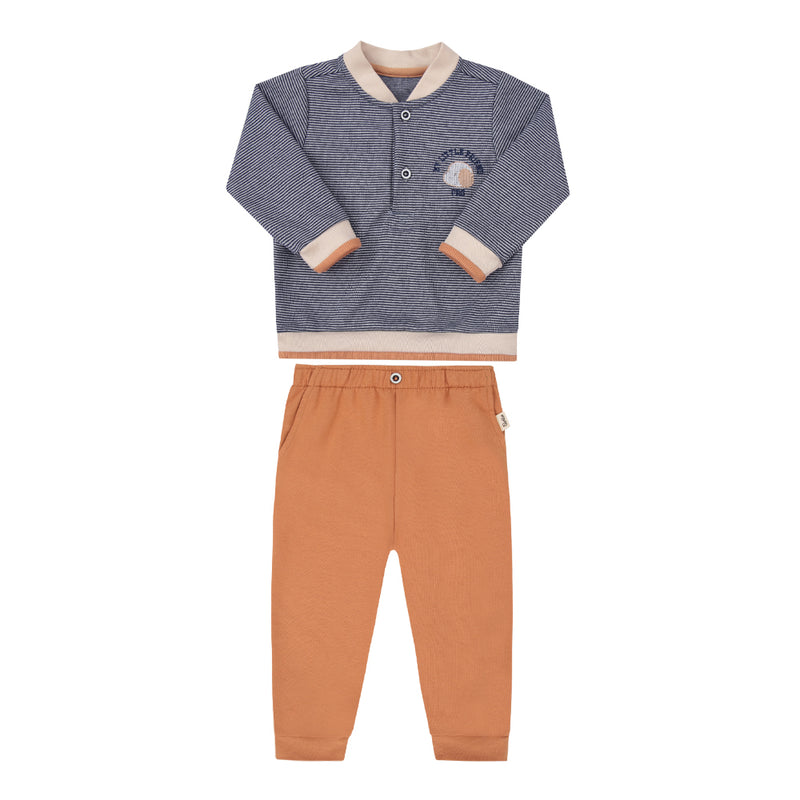 Conjunto Paraiso Polo Listrado com Bordado e Calça Molecotton - Image 2