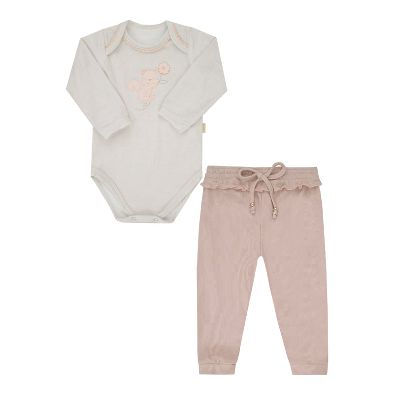 Conjunto Paraiso Filhotes Feminino Plush Bordado 3D Bebê Inverno - Image 2