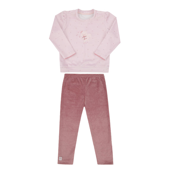 Conjunto Plush Feminino Paraiso Abraço com Bordado e Estampa Exclusiva