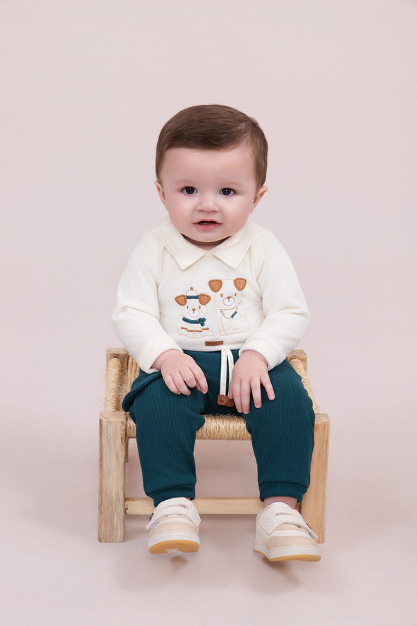 Conjunto Paraiso Masculino Plush com Bordado e Calça Cotelê