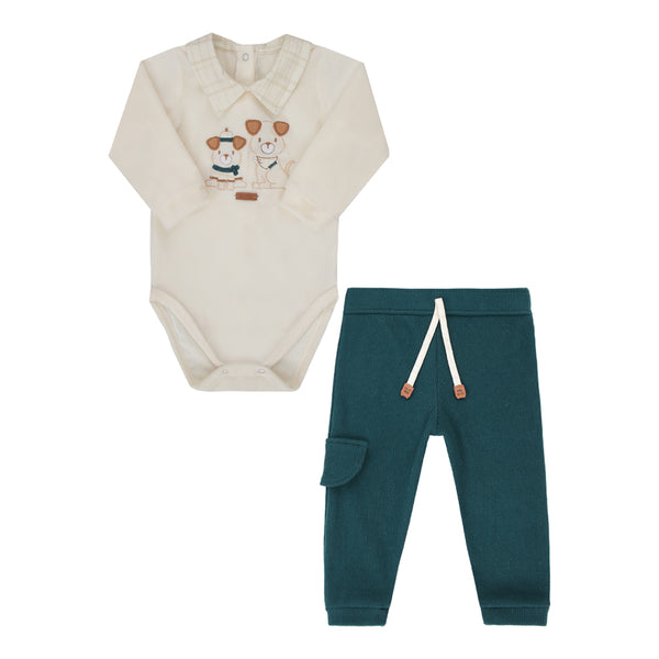 Conjunto Paraiso Masculino Plush com Bordado e Calça Cotelê