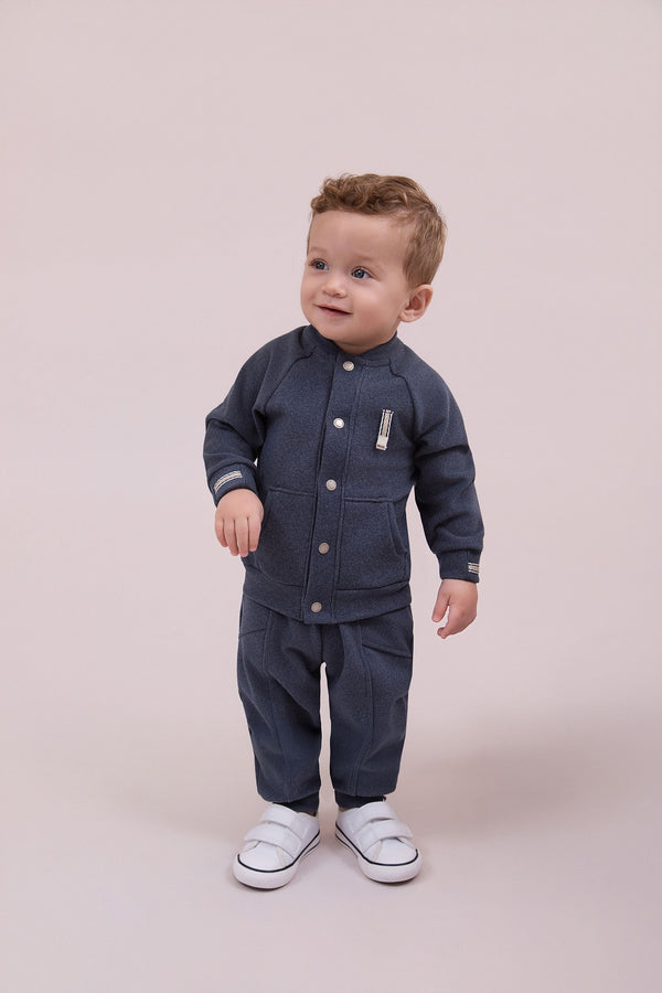 Conjunto Baby Paraiso Inverno Tricô Canelado com Jaqueta e Calça