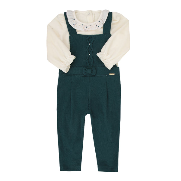 Conjunto Baby Paraiso Jardineira e Blusa Plush com Bordado e Pérolas Inverno Paraiso 19397