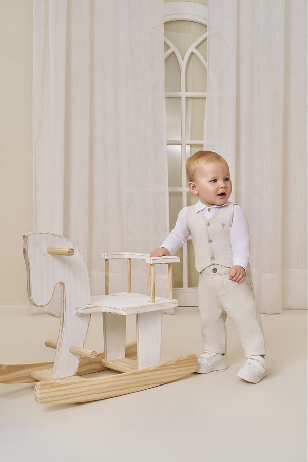 Conjunto Cerimônia Masculino Baby Paraiso com Body, Colete e Calça