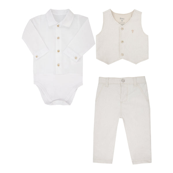 Conjunto Cerimônia Masculino Baby Paraiso com Body, Colete e Calça