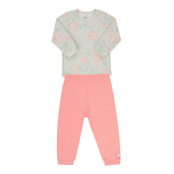 Conjunto Paraiso Abraço com Body Estampado e Calça Conforto Unissex