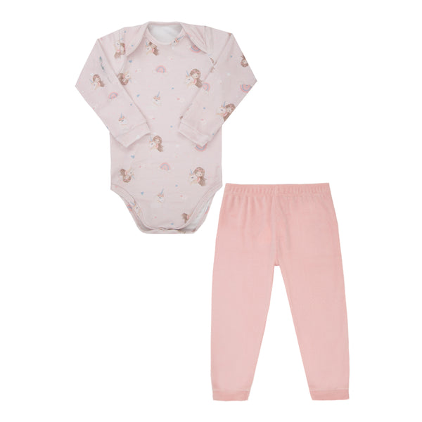 Conjunto Paraiso Plush Inverno com Body Estampa Exclusiva e Calça Conforto