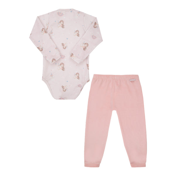 Conjunto Paraiso Plush Inverno com Body Estampa Exclusiva e Calça Conforto