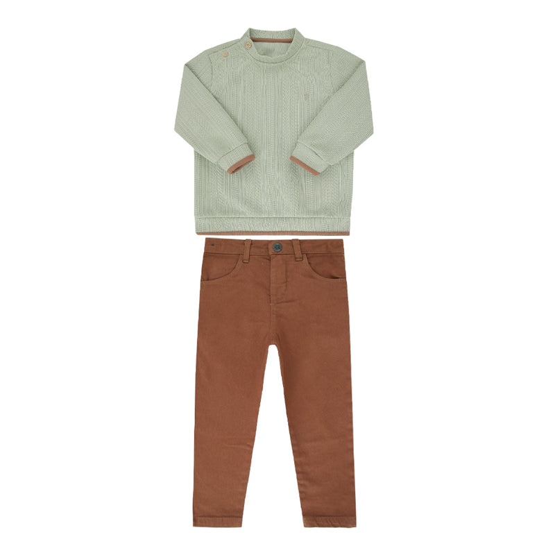 Conjunto Infantil Masculino Paraiso com Blusa Tricô e Calça Sarja Fashion - Image 2