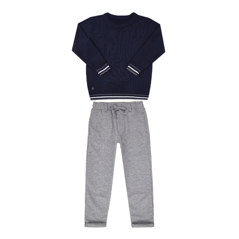 Conjunto Infantil Paraiso Kids Blusa Tricô e Calça Xadrez Masculino - Image 2
