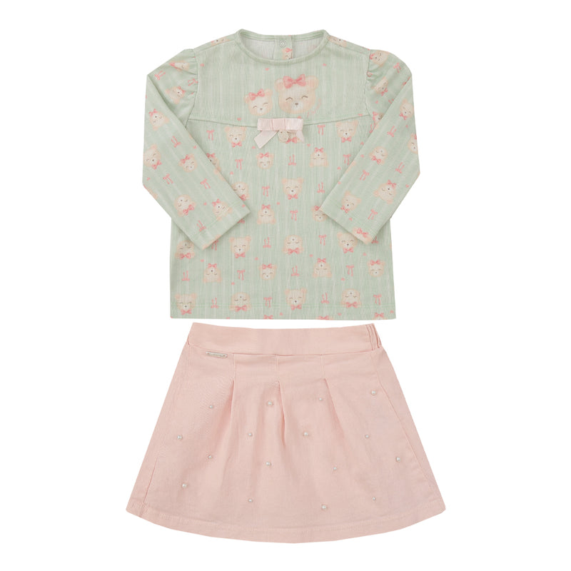 Conjunto Infantil Feminino Paraiso com Laço, Ursinha e Pérolas - Image 2