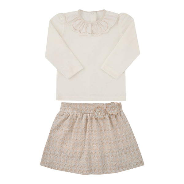 Conjunto Cerimônia Paraiso com Babado e Bordado Floral Infantil Feminino