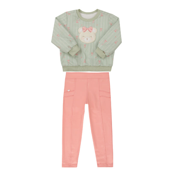Conjunto Paraiso Kids Feminino Inverno com Lurex, Pelo e Plaquinha Dourada