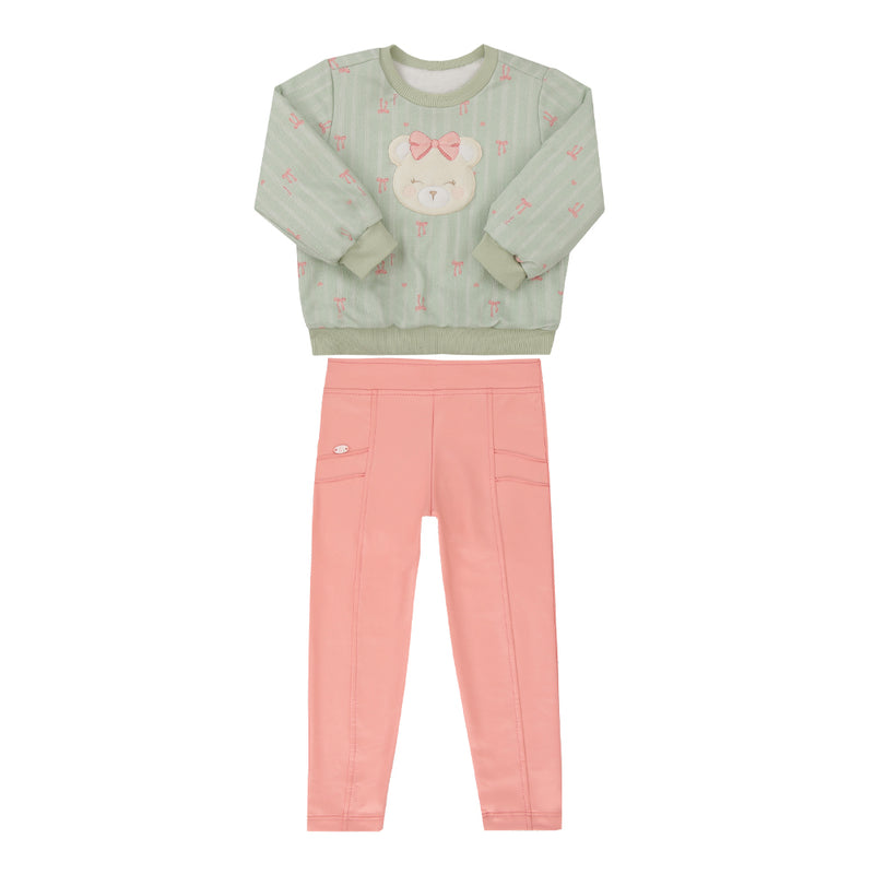 Conjunto Paraiso Kids Feminino Inverno com Lurex, Pelo e Plaquinha Dourada - Image 2