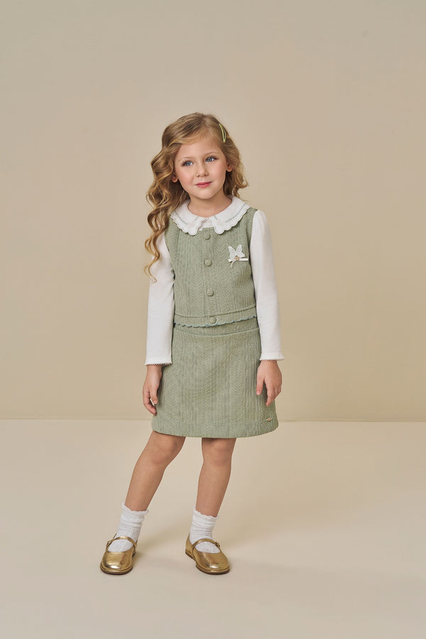 Conjunto Infantil Feminino Paraiso 3 Peças com Bordado e Shorts Embutido