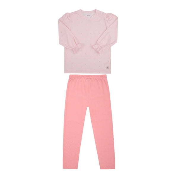 Conjunto Infantil Feminino Paraiso Kids Abraço Manga Longa Estampa Delicada