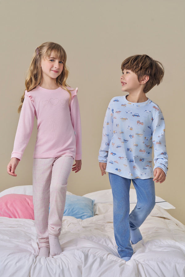 Conjunto Paraiso Kids Feminino Meia Estação Babado e Strass
