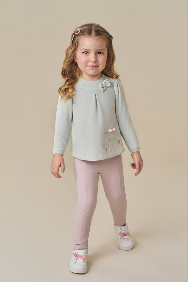 Conjunto Infantil Paraiso Plush Ursinha com Laço e Pompom Inverno