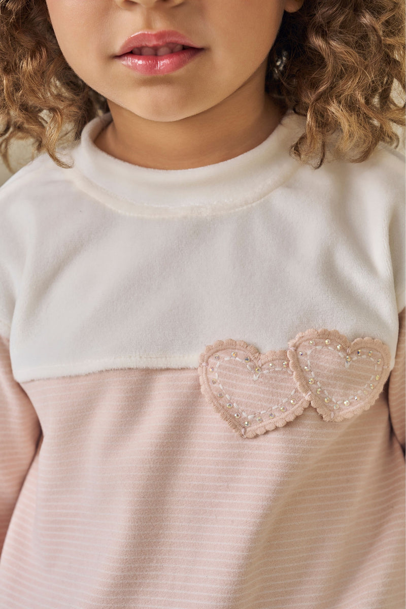 Conjunto Infantil Feminino Paraiso Plush Bordado Strass Rosa Chá Inverno - Image 2