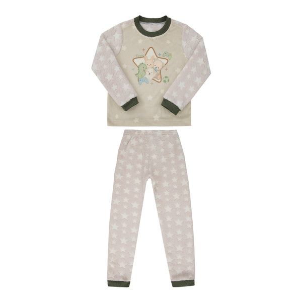Paraiso Conjunto Infantil Unissex Blusa e Calça Pelo Estampado Home