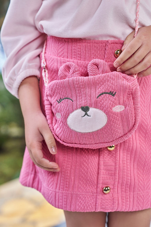 Conjunto Paraiso Kids Inverno com Blusa Plush, Saia e Bolsa Exclusiva