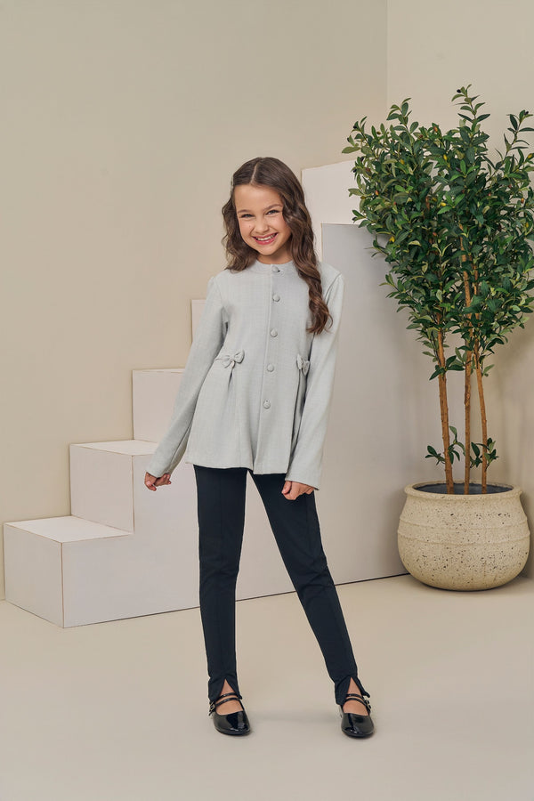 Conjunto Paraiso Kids Parka Felpada com Laço e Calça Térmica Aveludada