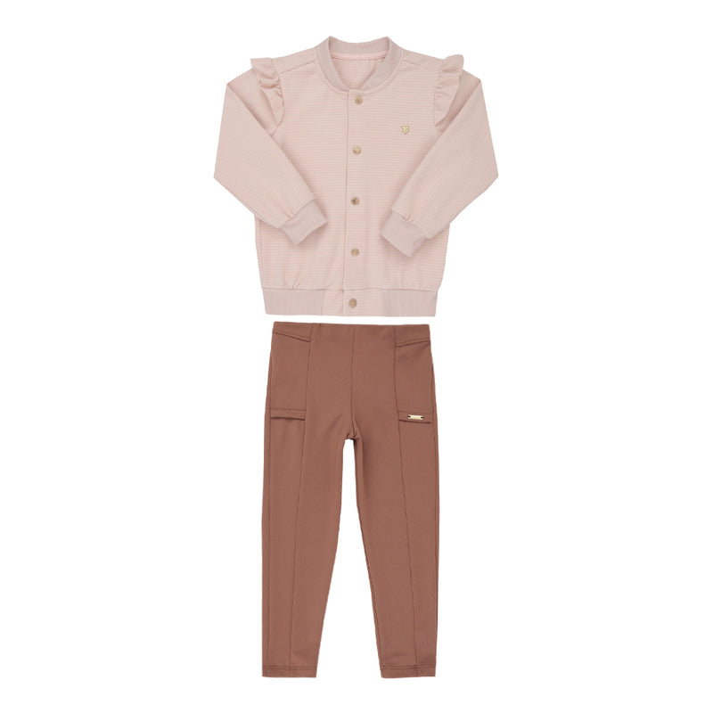 Conjunto Infantil Paraiso Feminino Inverno com Babado Rosa Chá - Image 2