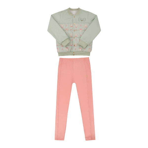 Conjunto Infantil Feminino Paraiso Jaqueta Lurex Pelo Macio e Calça Aveludada