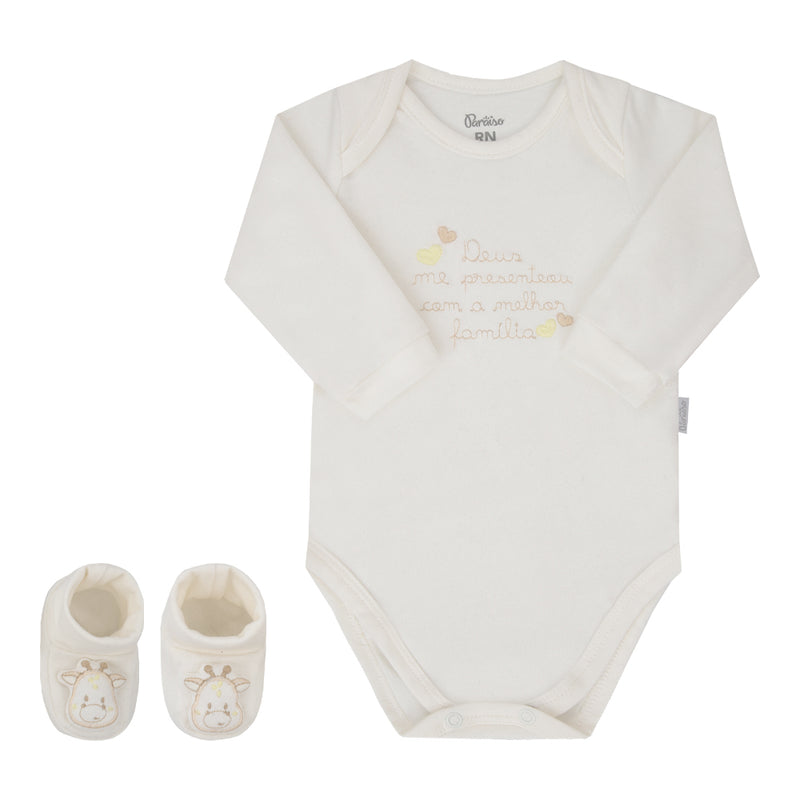 Kit Presente Recém-Nascido Paraiso Anunciação Body Manga Longa e Pantufa - Image 2
